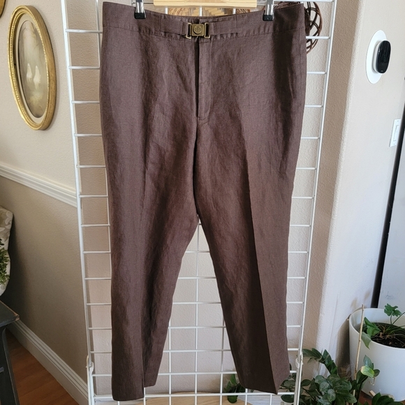 Chaps Linen Crop Trouser Pant Sz 12 - Picture 1 of 5